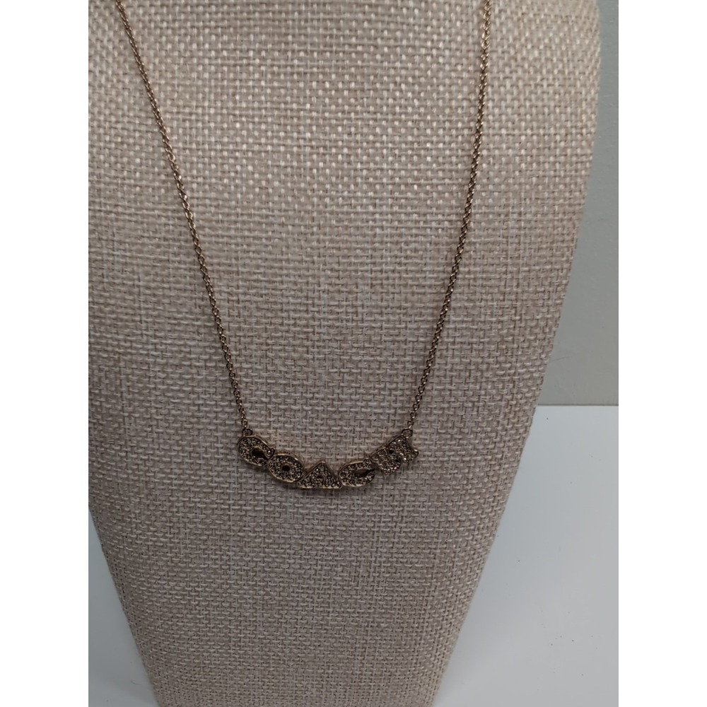 Coach‎ Signature Script Gold Tone Rhinestone Necklace - Picture 2 of 5